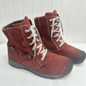 Keen Boots Womens 9 Reisen Red Maroon Suede Mid Rise Combat Keen Dry
